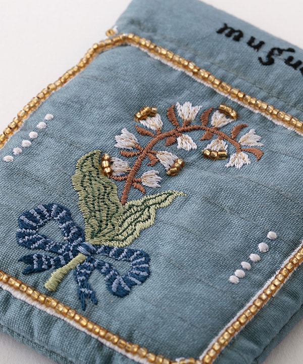 ボタニカル刺繍 ミニポーチ 8×11cm M42-2871
