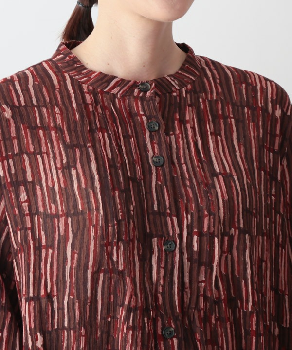 五月雨プリント・クレープコットンシャツワンピース 25W402