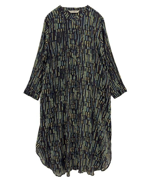 五月雨プリント・クレープコットンシャツワンピース 25W402