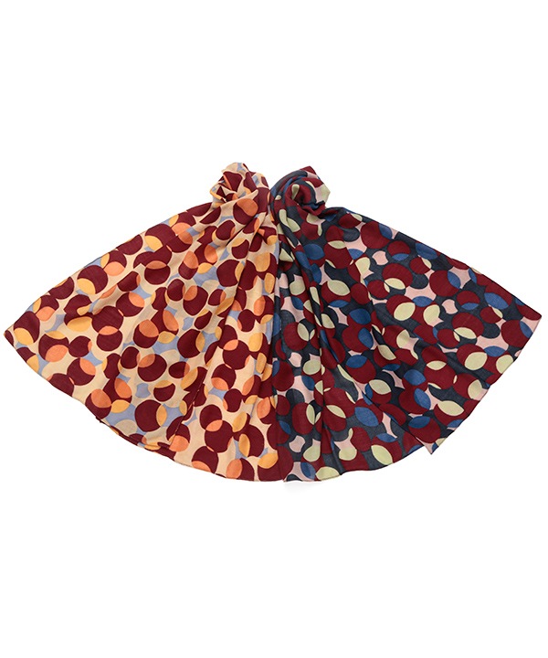 ウールコットン ドット柄プリントショール（2カラー）50x180cm B24W046 