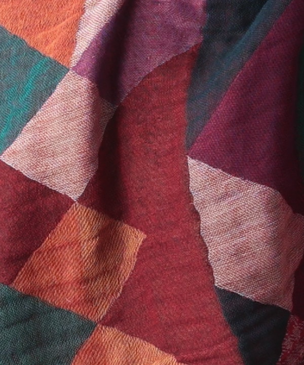 コットンウール 幾何学柄ジャガードショール B25W024WI