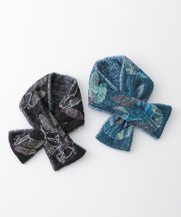 シルク混 刺繍MIXミニショール B25W025