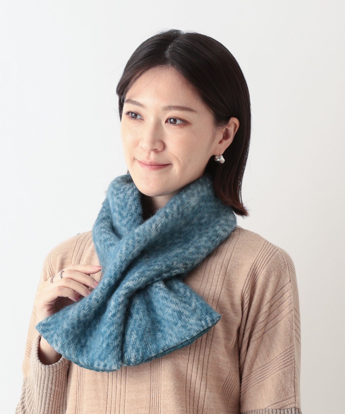 シルク混 刺繍MIXミニショール B25W025