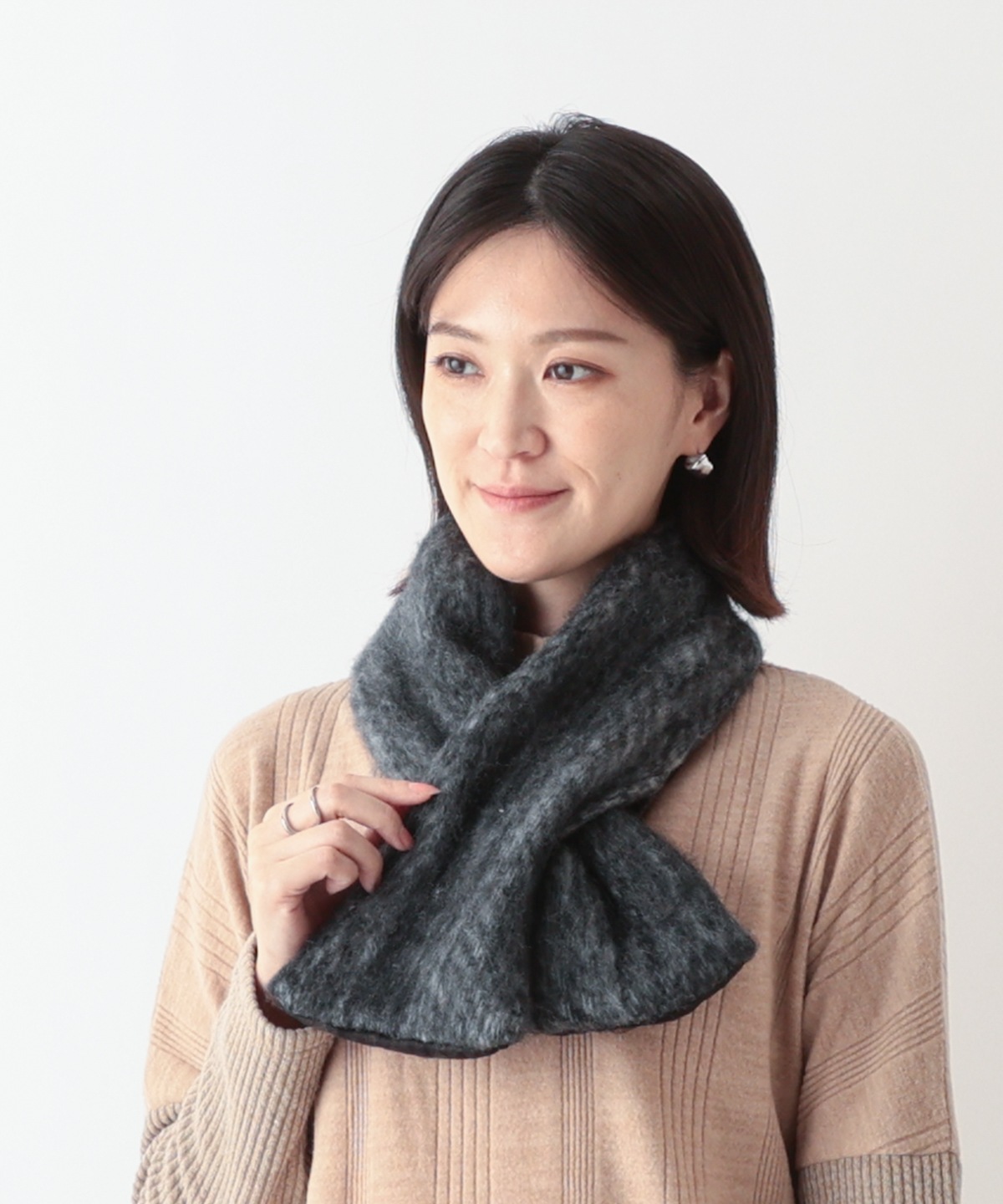 シルク混 刺繍MIXミニショール B25W025