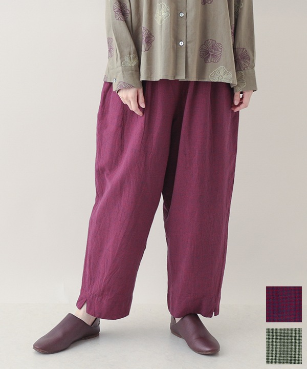 綿麻chidori-goushiスリットパンツ 25W407