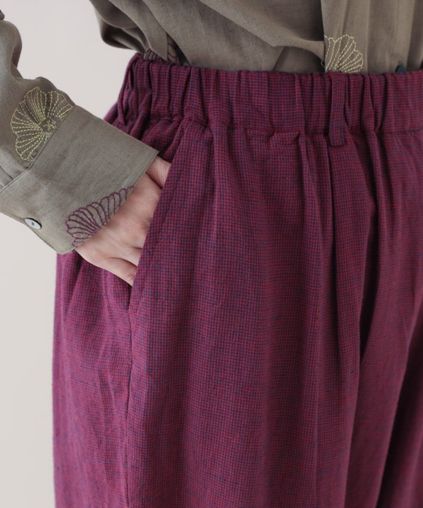 綿麻chidori-goushiスリットパンツ 25W407