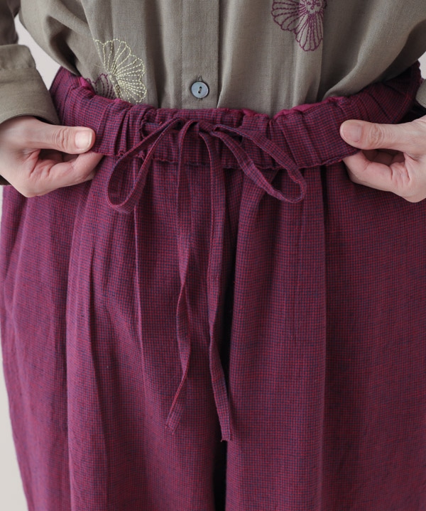 綿麻chidori-goushiスリットパンツ 25W407