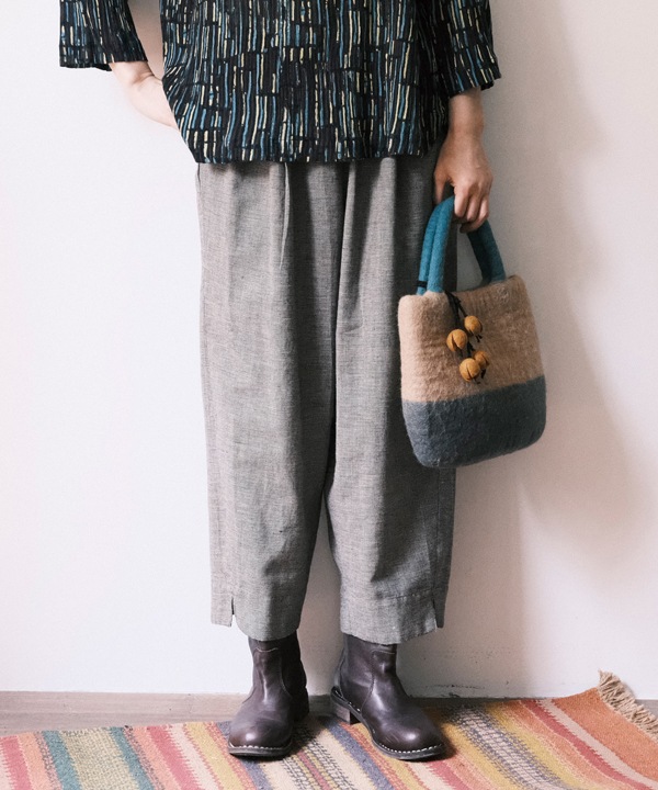 綿麻chidori-goushiスリットパンツ 25W407