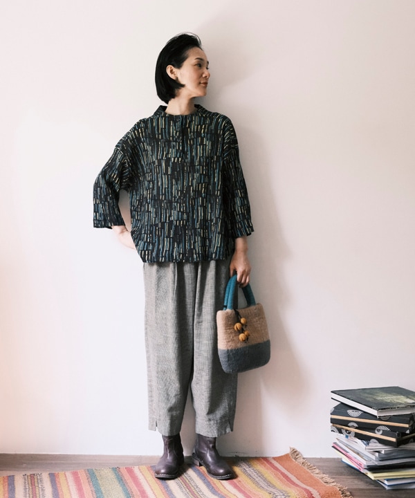 綿麻chidori-goushiスリットパンツ 25W407