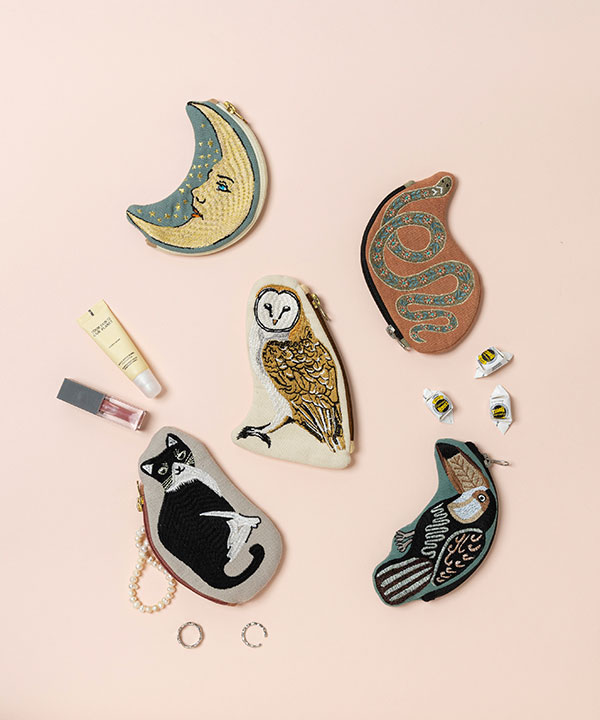 ヘビ刺繍 ポーチ M26-2685