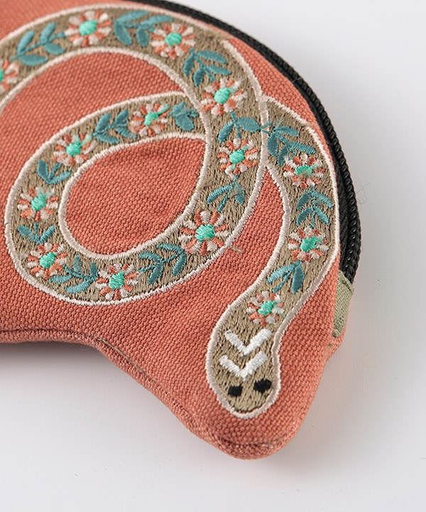 ヘビ刺繍 ポーチ M26-2685