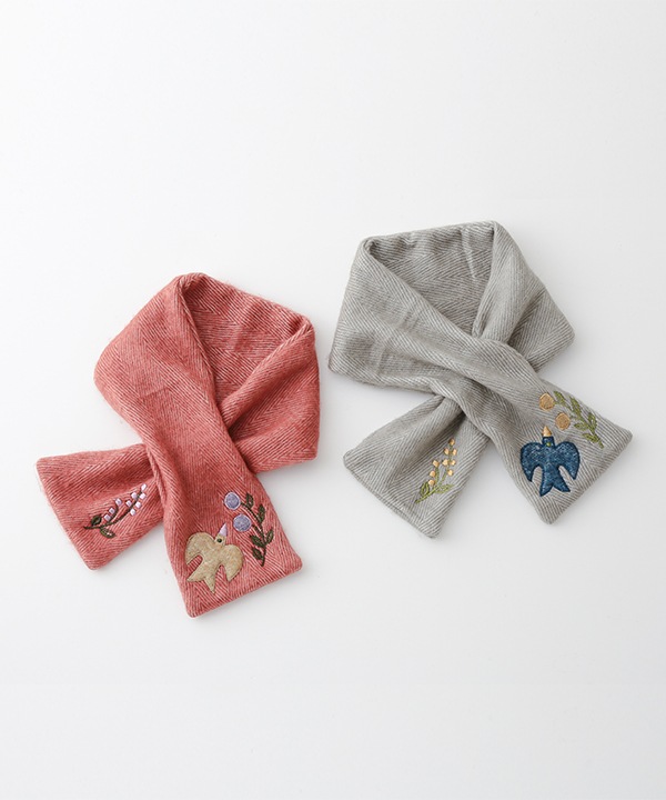 鳥柄アップリケミニショール B25W027