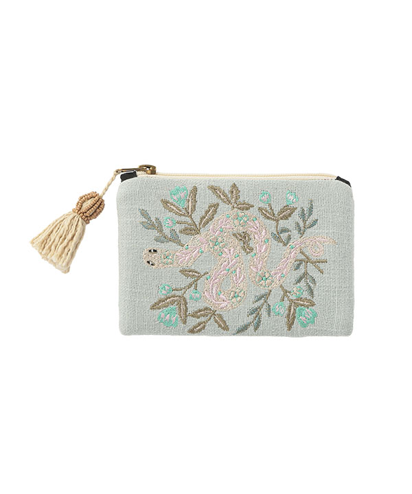ヘビ刺繍 ポーチ M26-2686