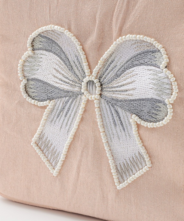リボン刺繍コスメポーチ 12×12cm M42-2878