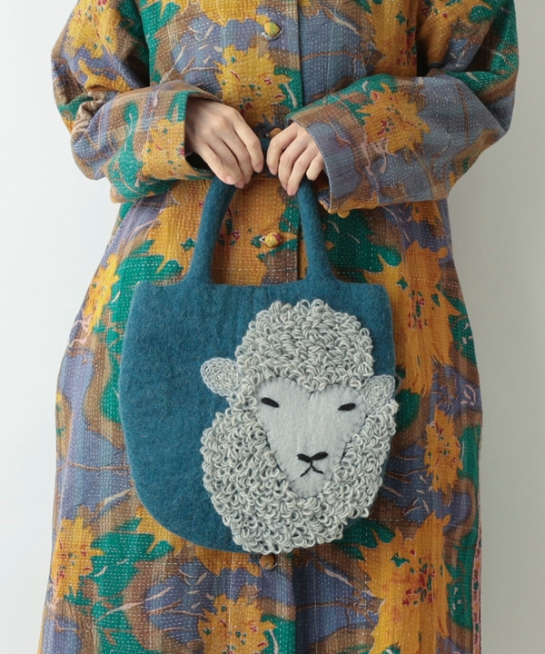 羊刺繍フェルトバッグ H26W353