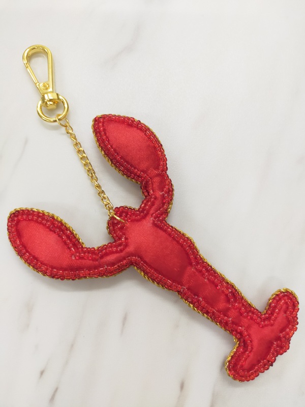 ザリ刺繍 ロブスター バッグチャーム（キーホルダー） M21-2429