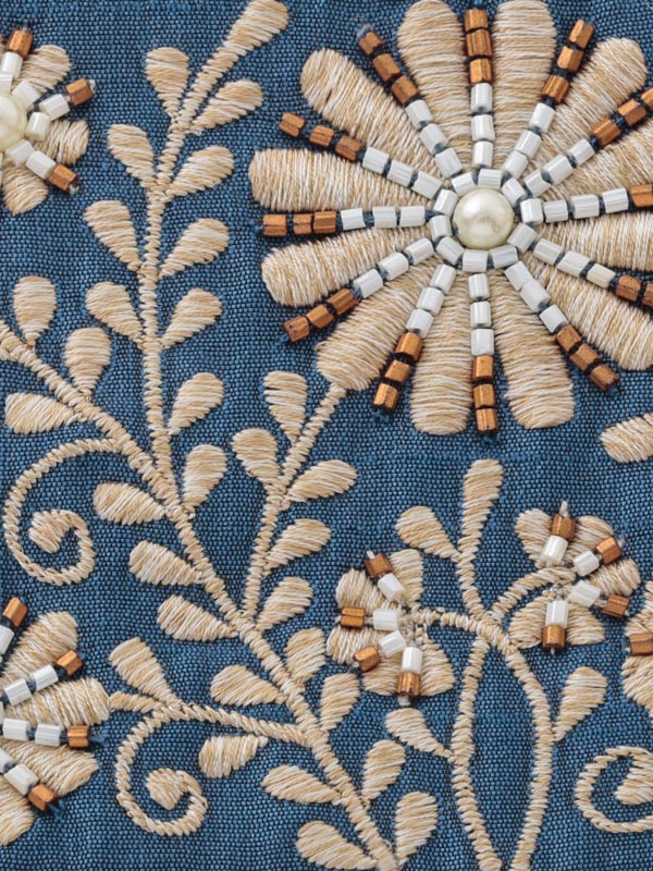 ビーズ刺繍横長ポーチ 20×9cm （3カラー）M42-1073