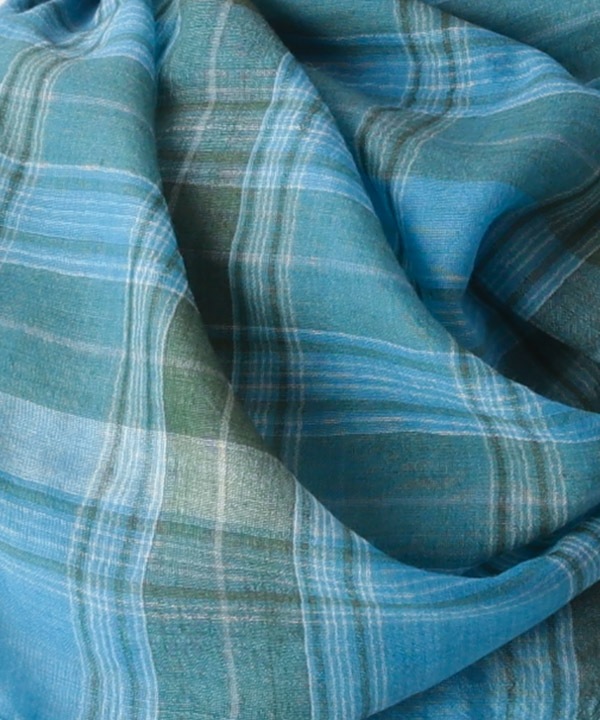 ウール100％ チェック柄ショール B25W031