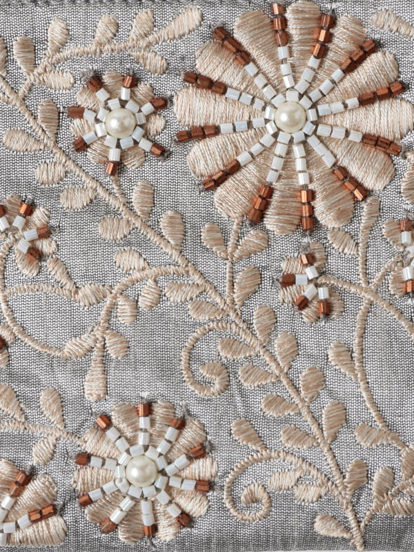 ビーズ刺繍ミニフラットポーチ 15×10cm （3カラー）M42-1074