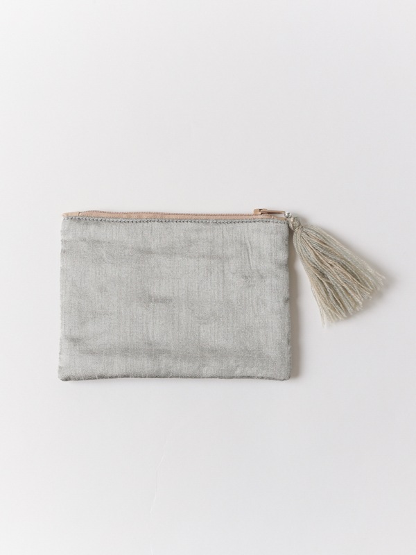 ビーズ刺繍ミニフラットポーチ 15×10cm （3カラー）M42-1074