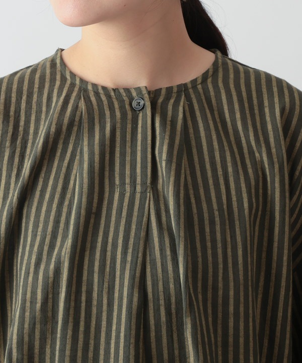 しなやかストライプ・カディタック・ブラウス 25W414