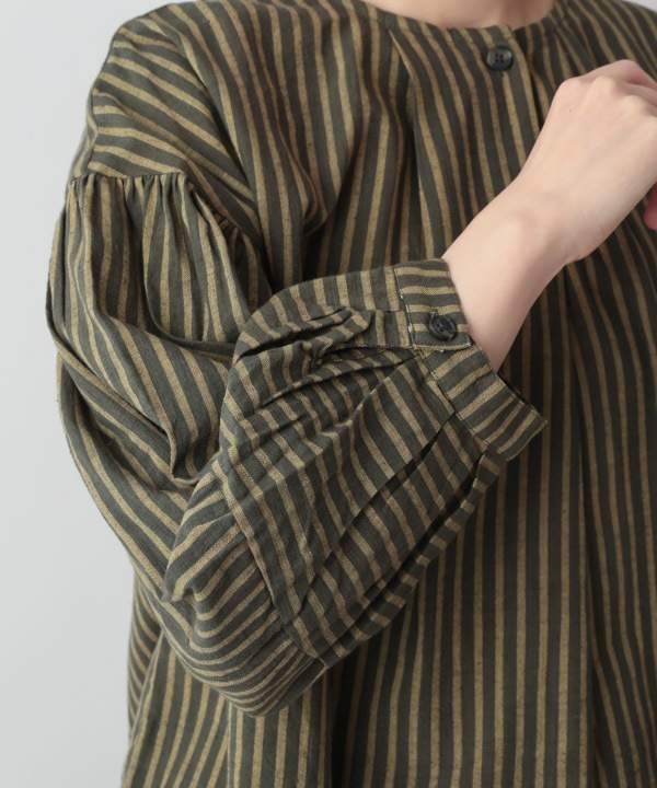 しなやかストライプ・カディタック・ブラウス 25W414