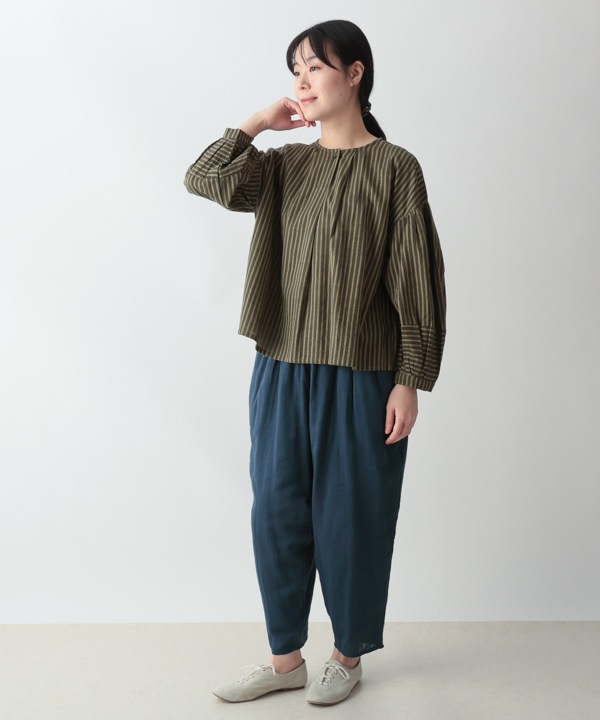 しなやかストライプ・カディタック・ブラウス 25W414