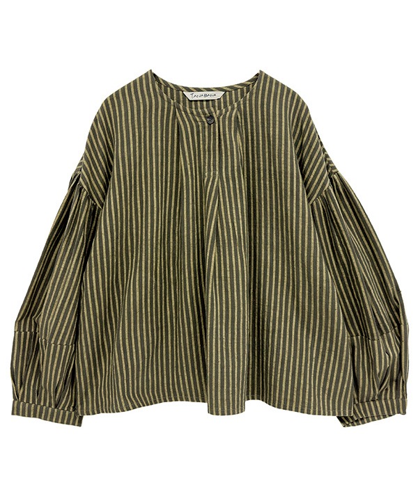 しなやかストライプ・カディタック・ブラウス 25W414