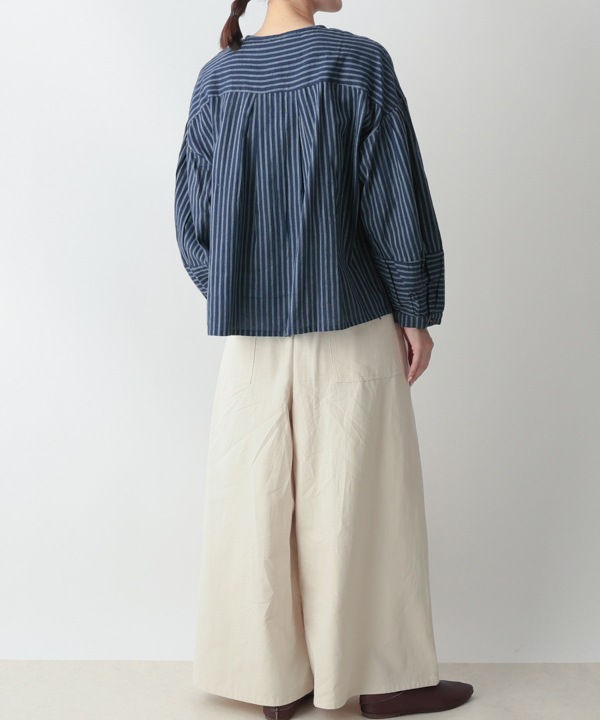 しなやかストライプ・カディタック・ブラウス 25W414