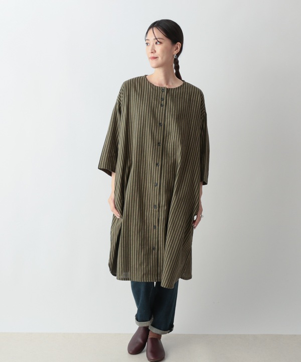 しなやかストライプ・カディシャツワンピース 25W415