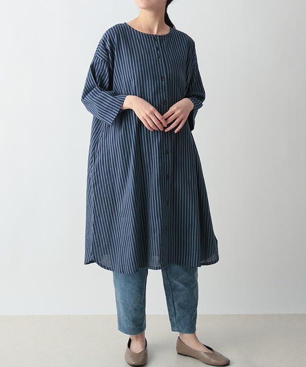 しなやかストライプ・カディシャツワンピース 25W415