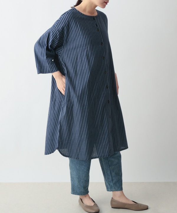 しなやかストライプ・カディシャツワンピース 25W415