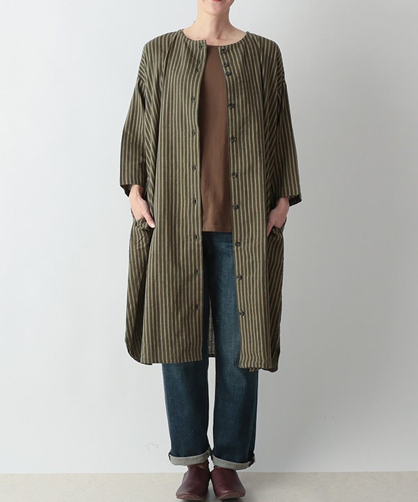 しなやかストライプ・カディシャツワンピース 25W415