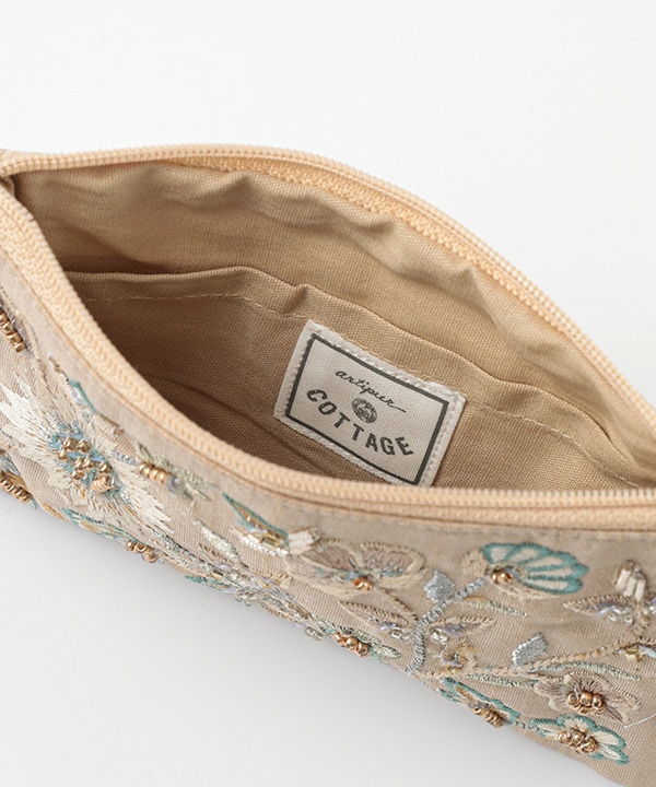 ビーズ刺繍 ポーチS（2カラー） 15×10cm M42-2487