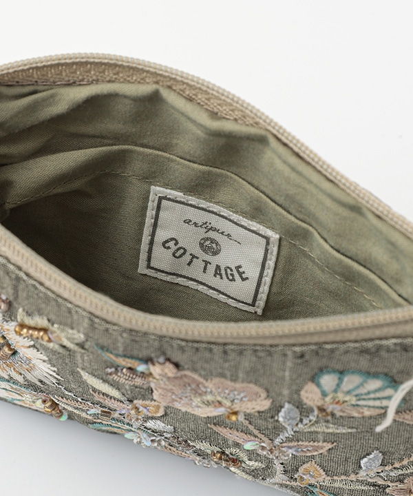 ビーズ刺繍 ポーチS（2カラー） 15×10cm M42-2487