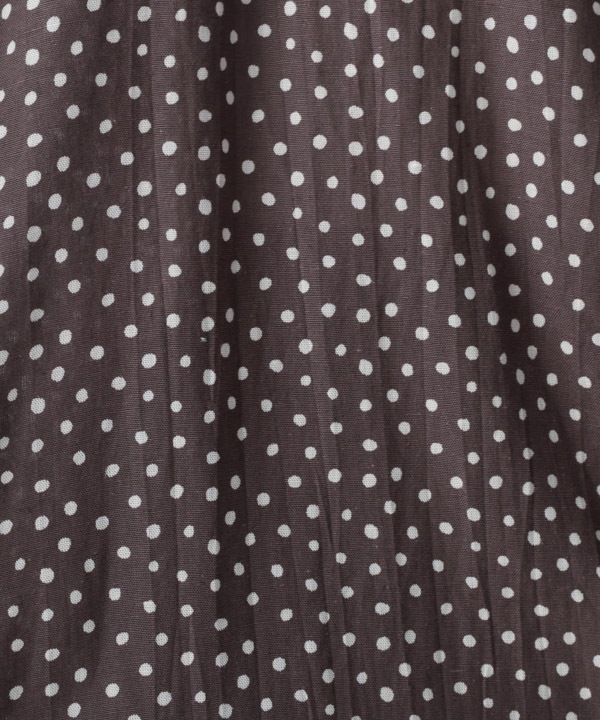 小さなポルカドット・ブロックプリント・綿麻レーヨンギャザーブラウス 25W418