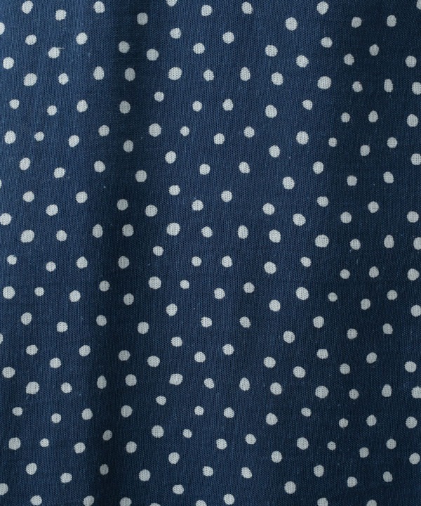 小さなポルカドット・ブロックプリント・綿麻レーヨンギャザーブラウス 25W418