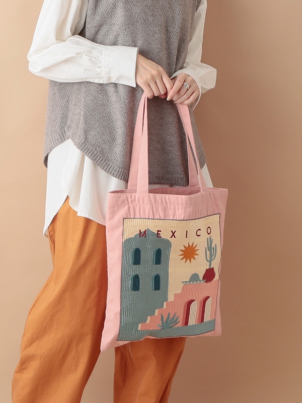 ワールドトリップ刺繍トートバッグ（3カラー） M26-2170
