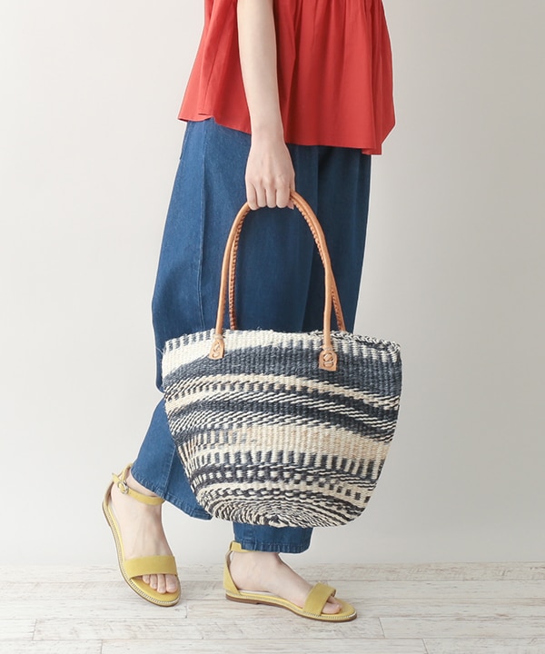 ボーダーサイザルバッグ Lサイズ(色柄アソート) KENB-004