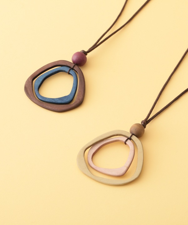 ウッド 2リングネックレス A25WPN050