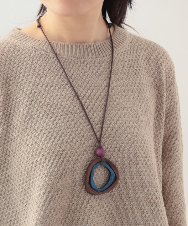 ウッド 2リングネックレス A25WPN050