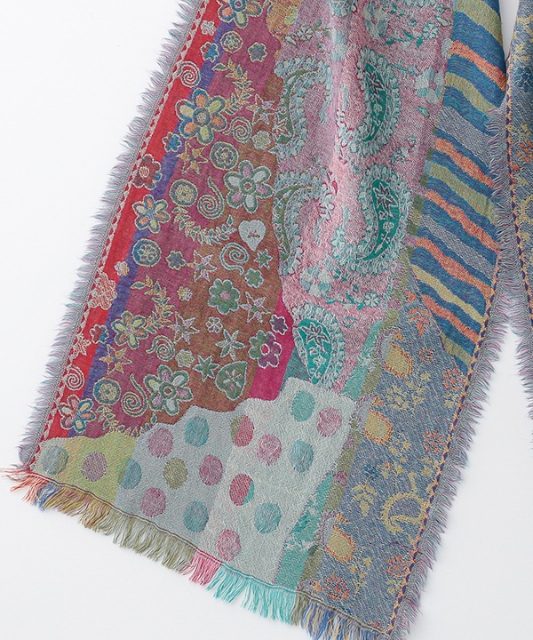 ウール100％ MIXカラージャガードショール B25W038MX