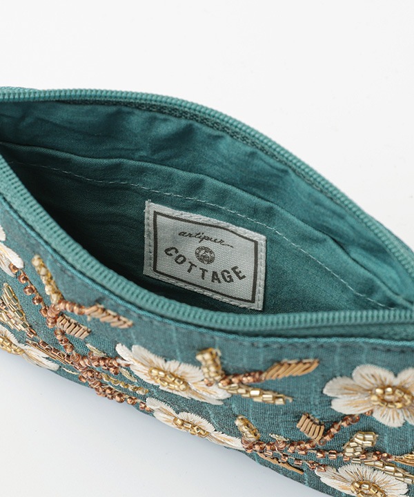 ビーズ刺繍 ポーチ（2カラー） 15×10cm M42-2493 