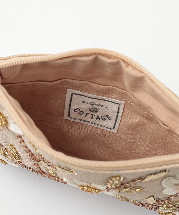 ビーズ刺繍 ポーチ（2カラー） 15×10cm M42-2493 