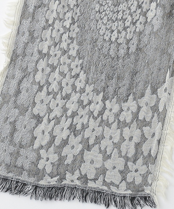 ウール100％ グルグルフラワージャガードショール B25W039BE