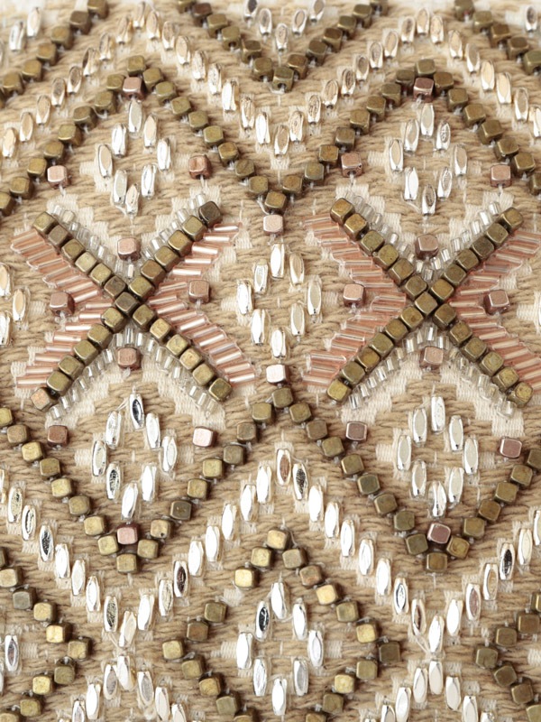 ビーズ刺繍フラットポーチ 20×15cm （3カラー）M42-0862