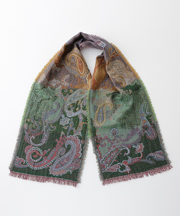ウール100％ エスニック調ジャガードショール B25W042MX