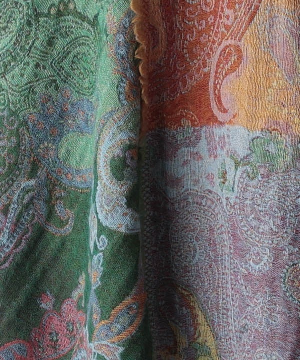 ウール100％ エスニック調ジャガードショール B25W042MX