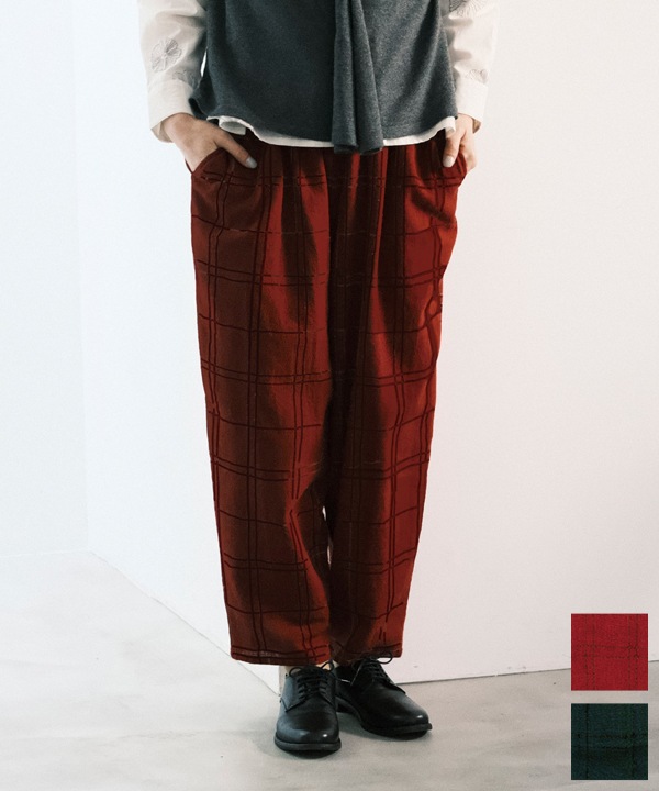 ウィンドウペン・チェックコットンラフパンツ 25W425