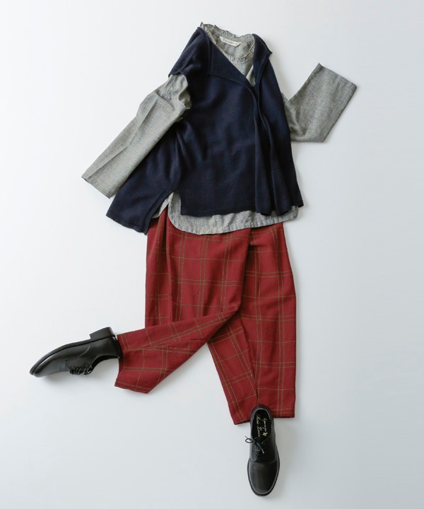 ウィンドウペン・チェックコットンラフパンツ 25W425